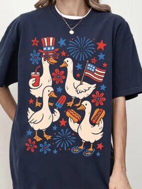 Graphic 4th Of July Shirt, Funny Goose Tee, Independence Day Gift